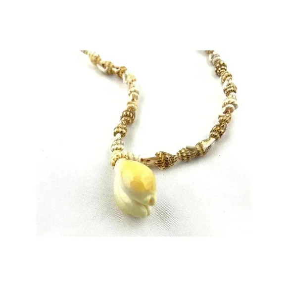 Cowrie Shells Natural Seashells Beaded Long Necklace Handmade 36" - Picture 9 of 10